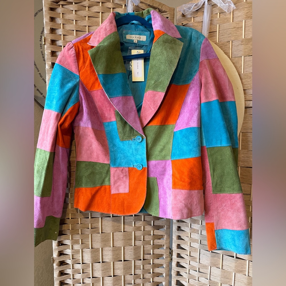 NWT SORBE Suede Patchwork Blazer Jacket ~
Size S;… - image 1